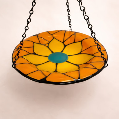 Golden Hour - Ember · Handmade Butterfly Puddler Glass Garden Feeder