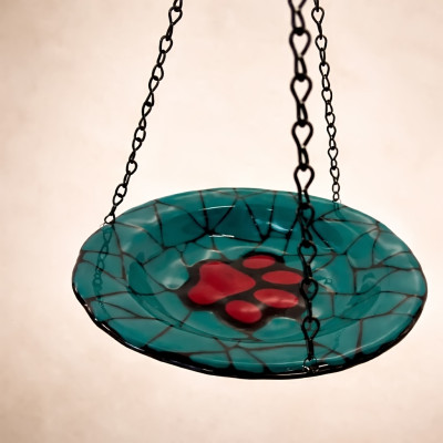 Pawprint- Handmade Butterfly Puddler Glass Garden Feeder