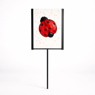 Handcrafted Fused Glass Ladybug Garden Stake – Colorful Outdoor Yard Art