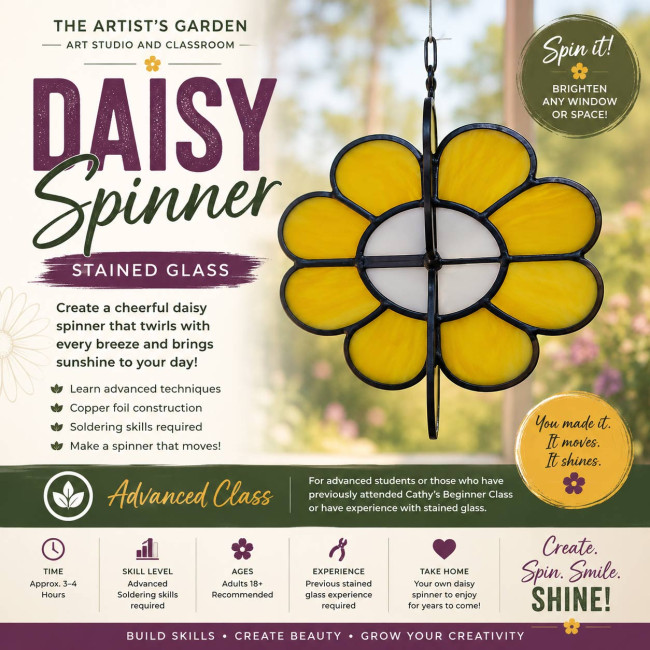 Daisy Spinner Stained Glass Workshop | Artist's Garden Studio Daisy Spinner Stained Glass Workshop | Artist's Garden Studio
