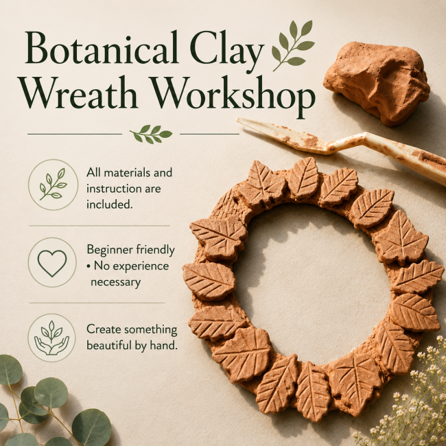 Botanical Clay Wreath Workshop | The Artist’s Garden Botanical Clay Wreath Workshop | The Artist’s Garden